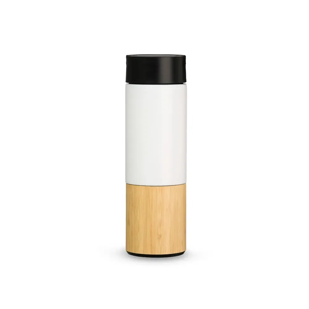 Garrafa Térmica 420ml personalizada branca com peneira