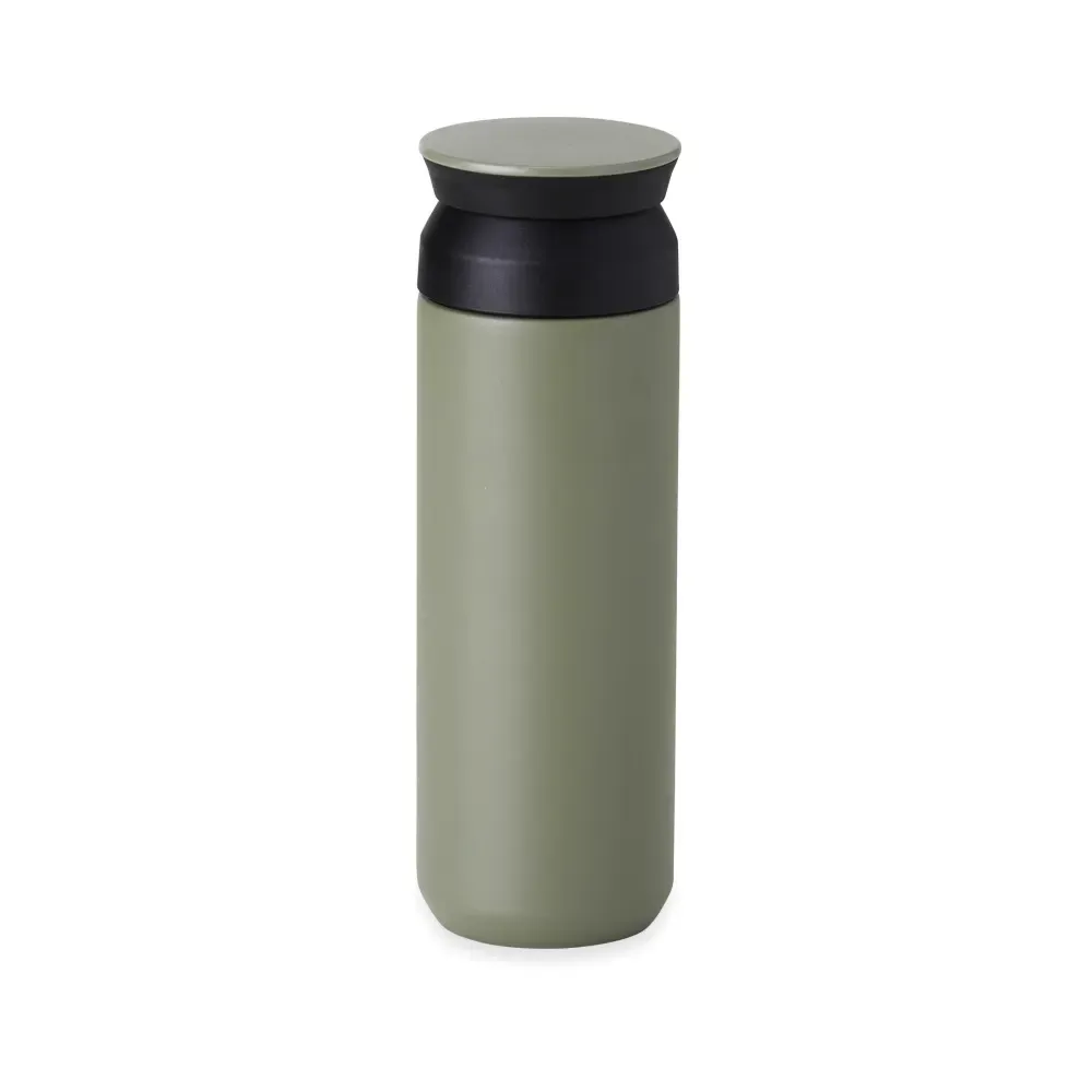 Garrafa Térmica 470ml personalizada verde com compartimento multiuso