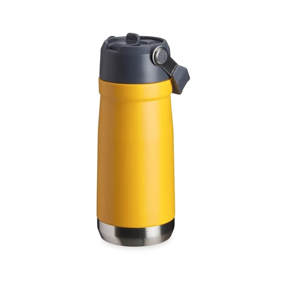 Garrafa Térmica 550ml personalizada leve amarela com bico flip
