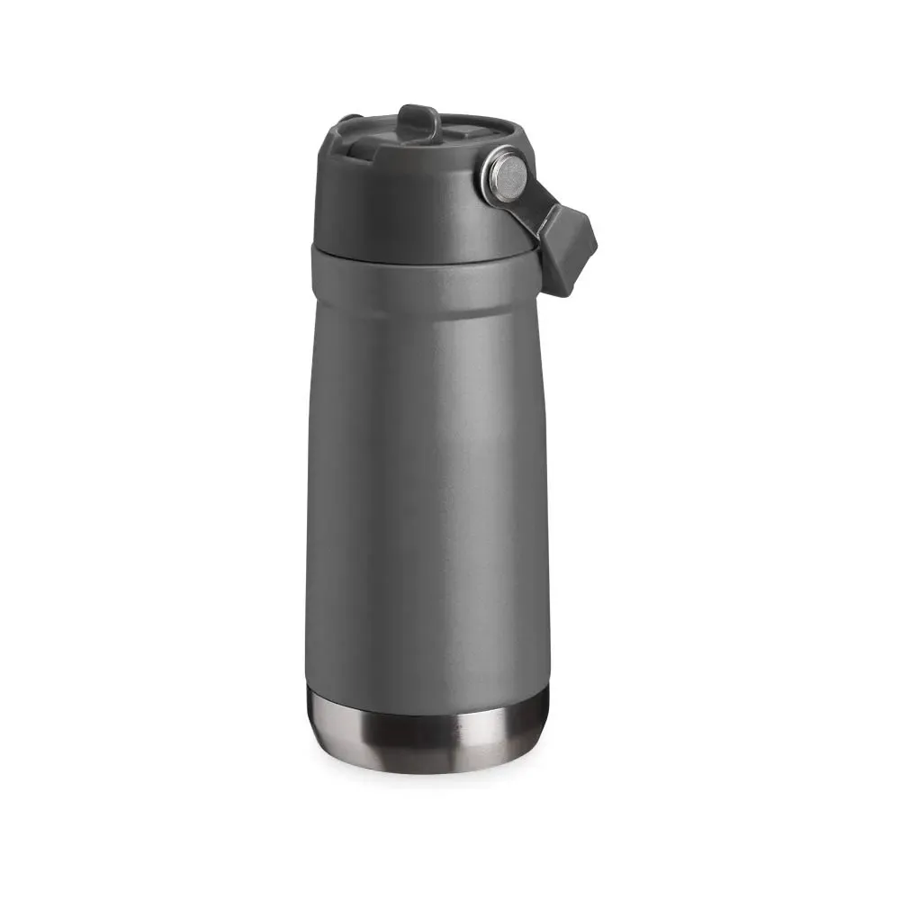 Garrafa Térmica 550ml personalizada leve cinza com bico flip