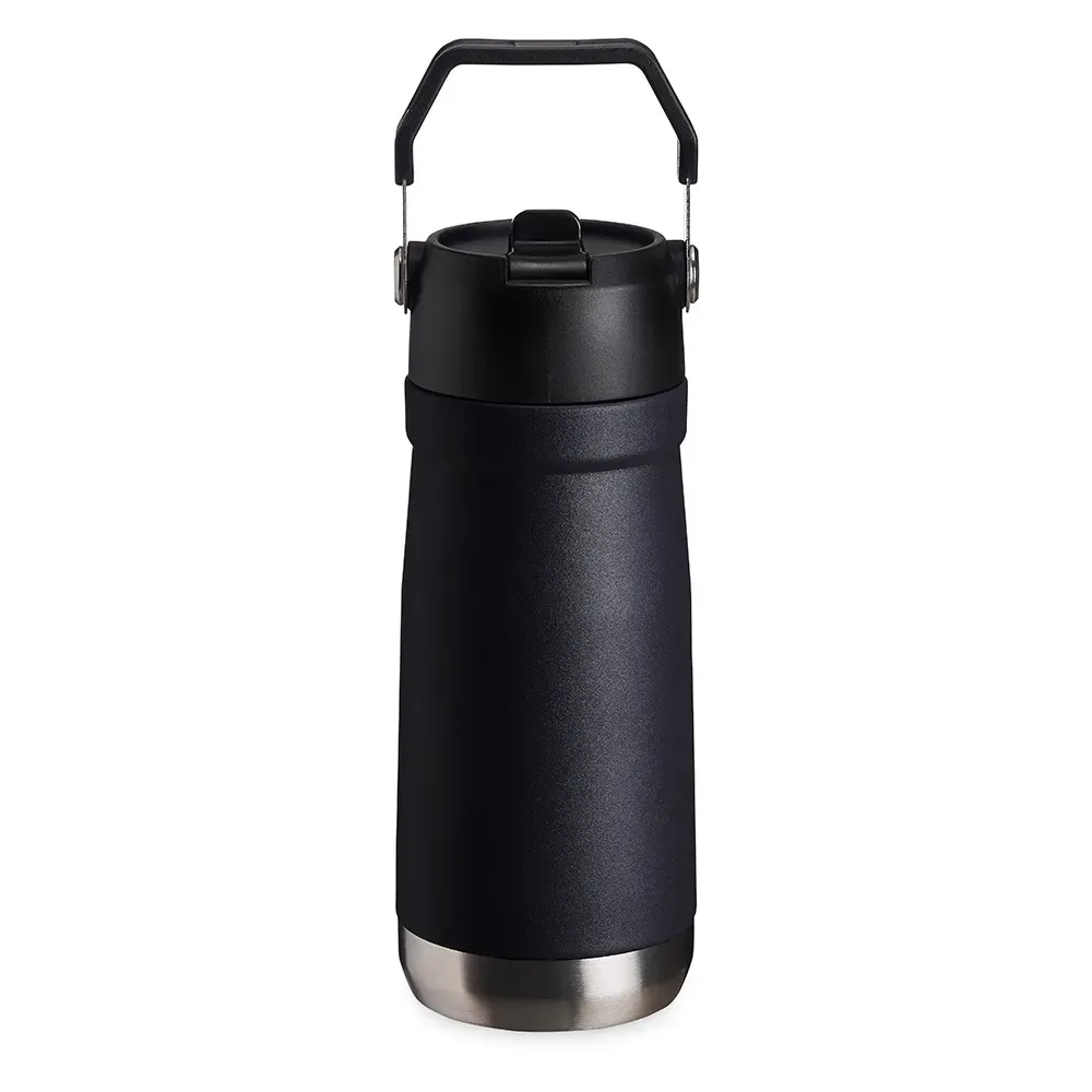 Garrafa Térmica 550ml personalizada leve preta com bico flip