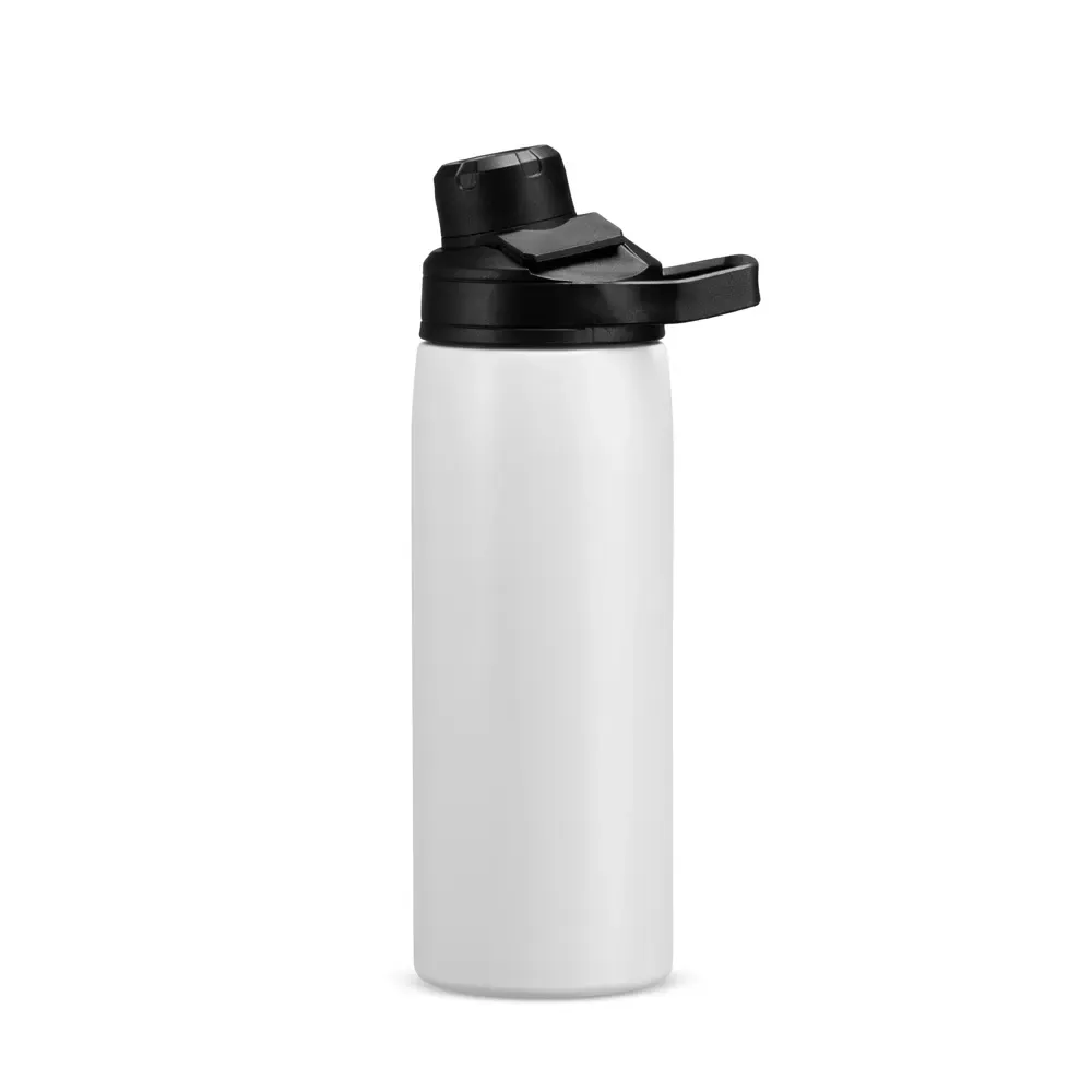 Garrafa Térmica 600ml com Alça Retangular personalizada branca