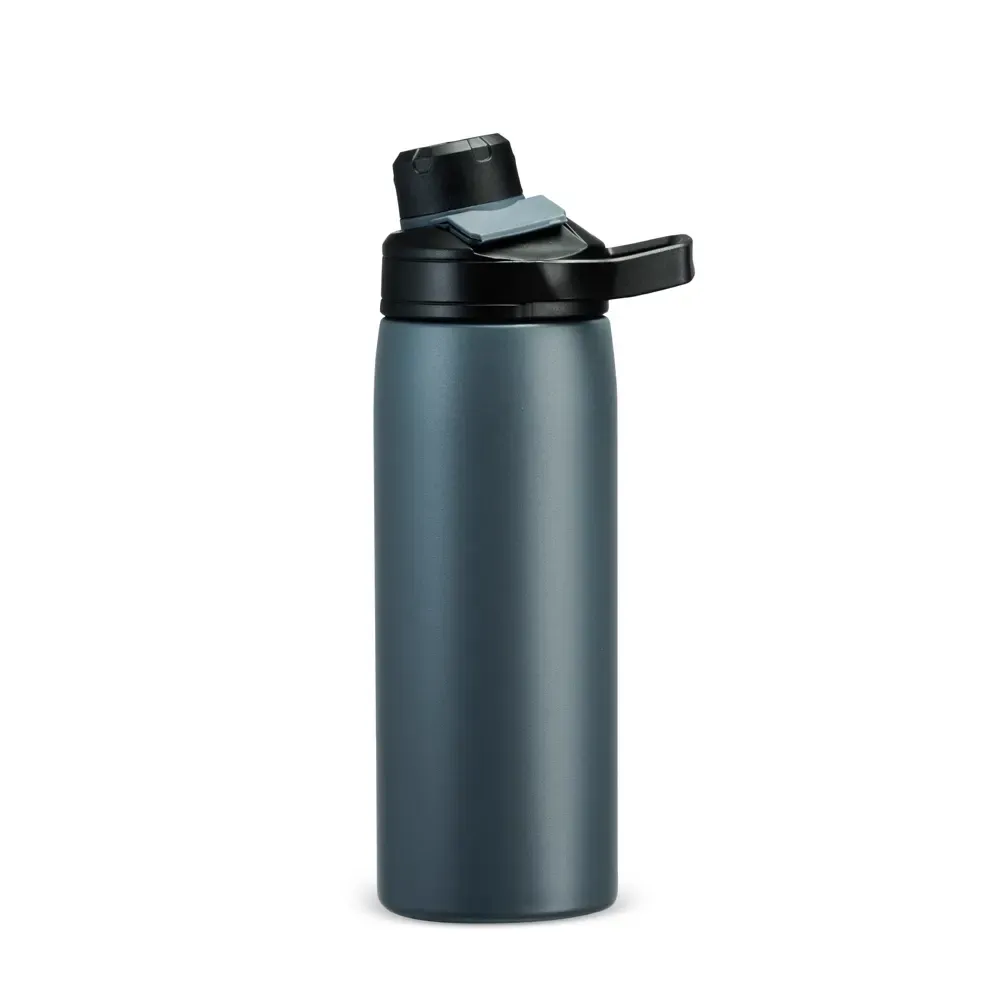 Garrafa Térmica 600ml com Alça Retangular personalizada cinza escura