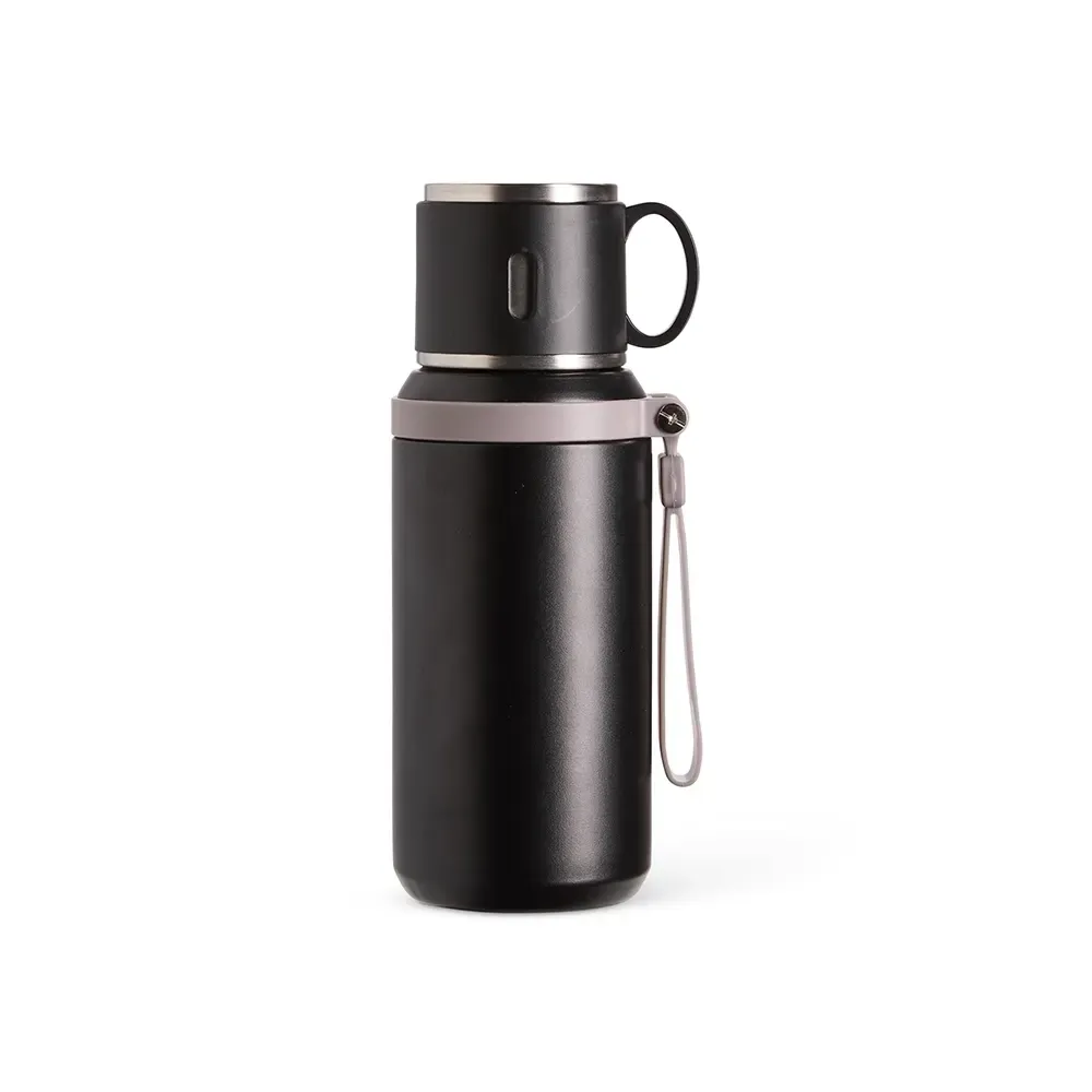 Garrafa Térmica 600ml com Tampa Caneca personalizada preta