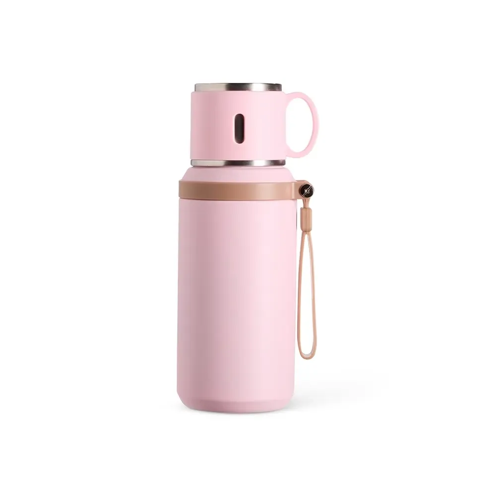 Garrafa Térmica 600ml com Tampa Caneca personalizada rosa