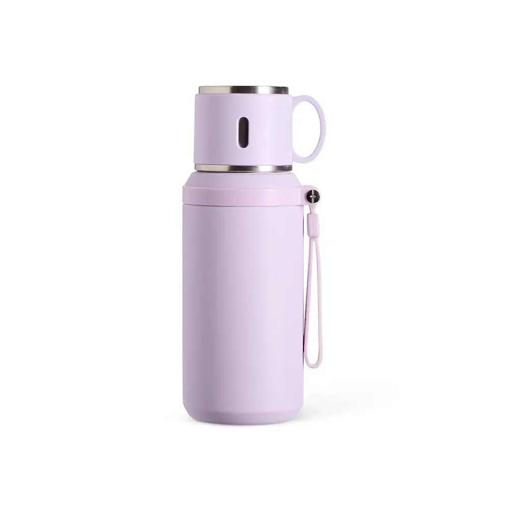 Garrafa Térmica 600ml com Tampa Caneca personalizada roxa