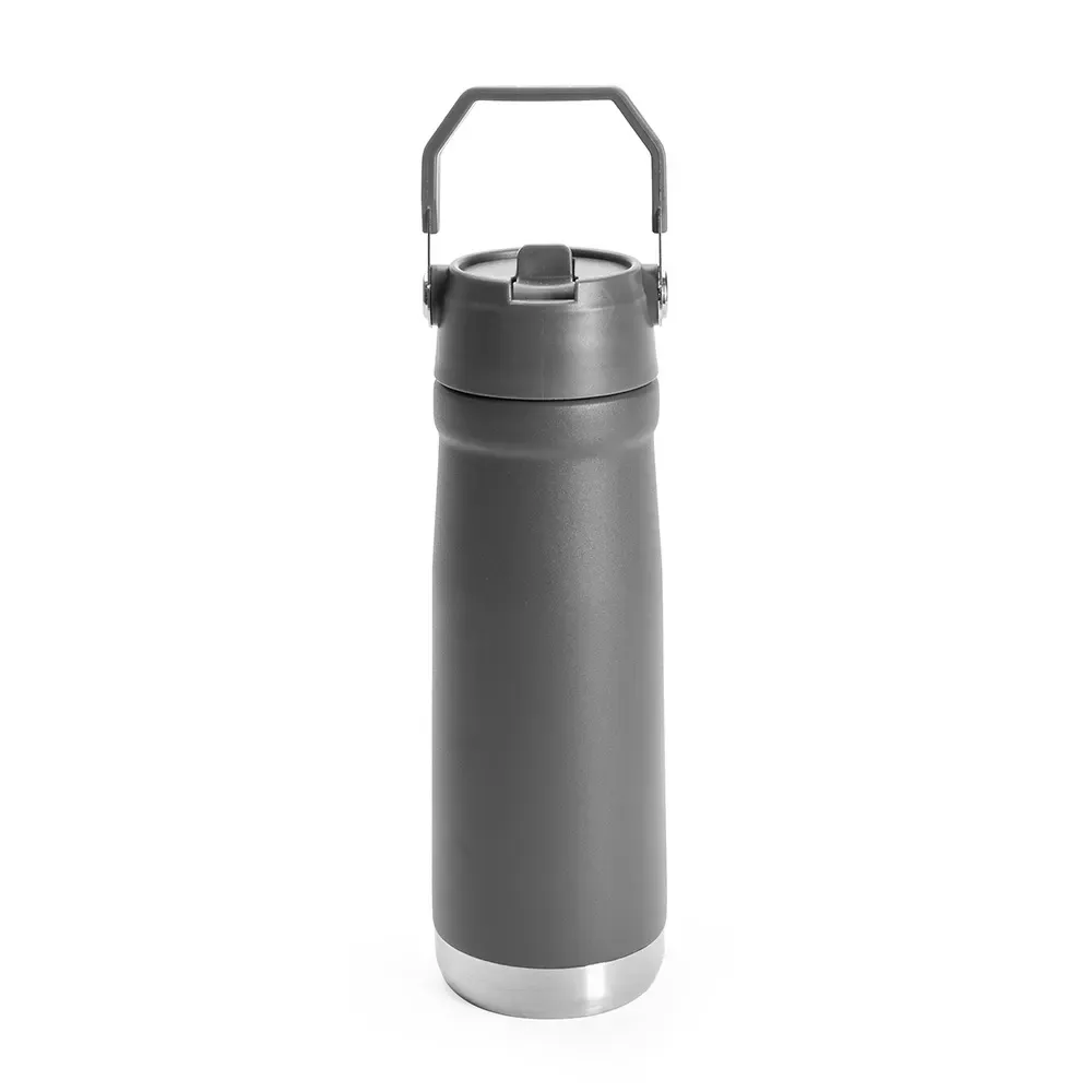 Garrafa Térmica 630ml personalizada cinza inox SUS304 rosqueável