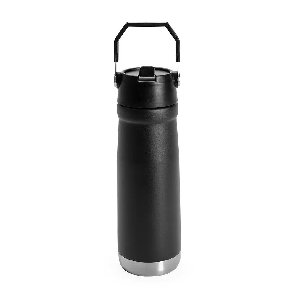Garrafa Térmica 630ml personalizada preta inox SUS304 rosqueável