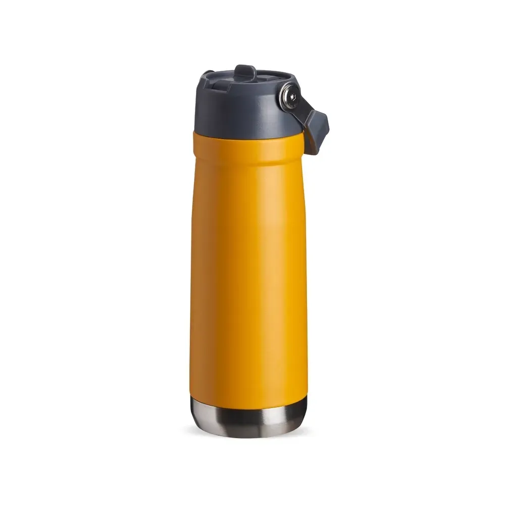 Garrafa Térmica 700ml personalizada amarela com bico flip