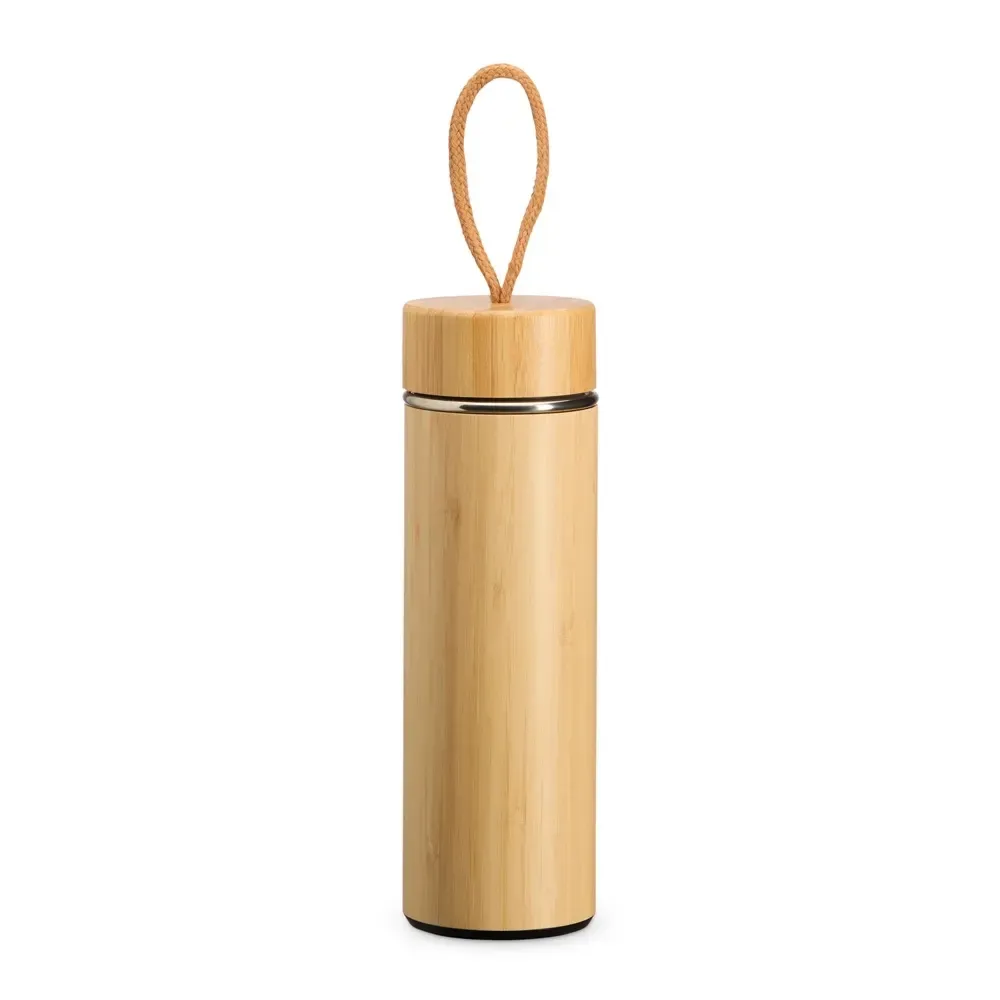 Garrafa Térmica Bambu 400ml personalizada com cesto infusor