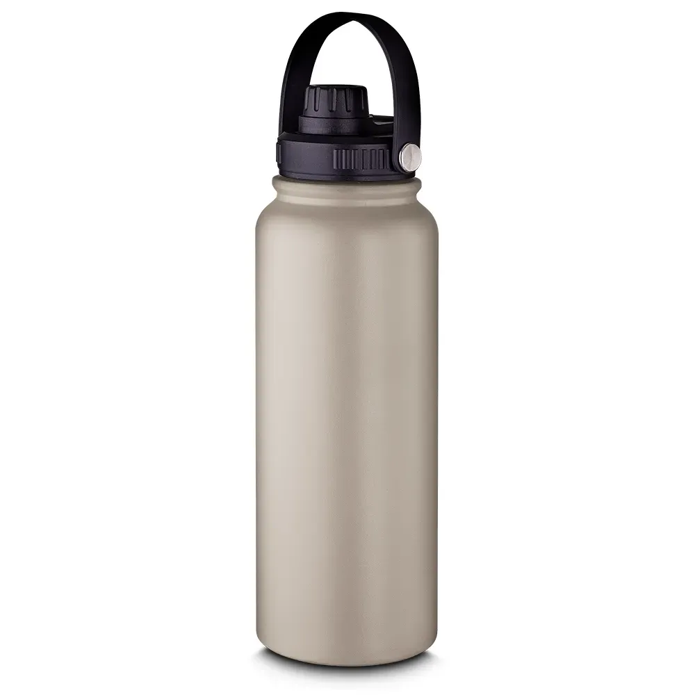 Garrafa Térmica Inox 1,1 Litros Alça Flexível personalizada bege