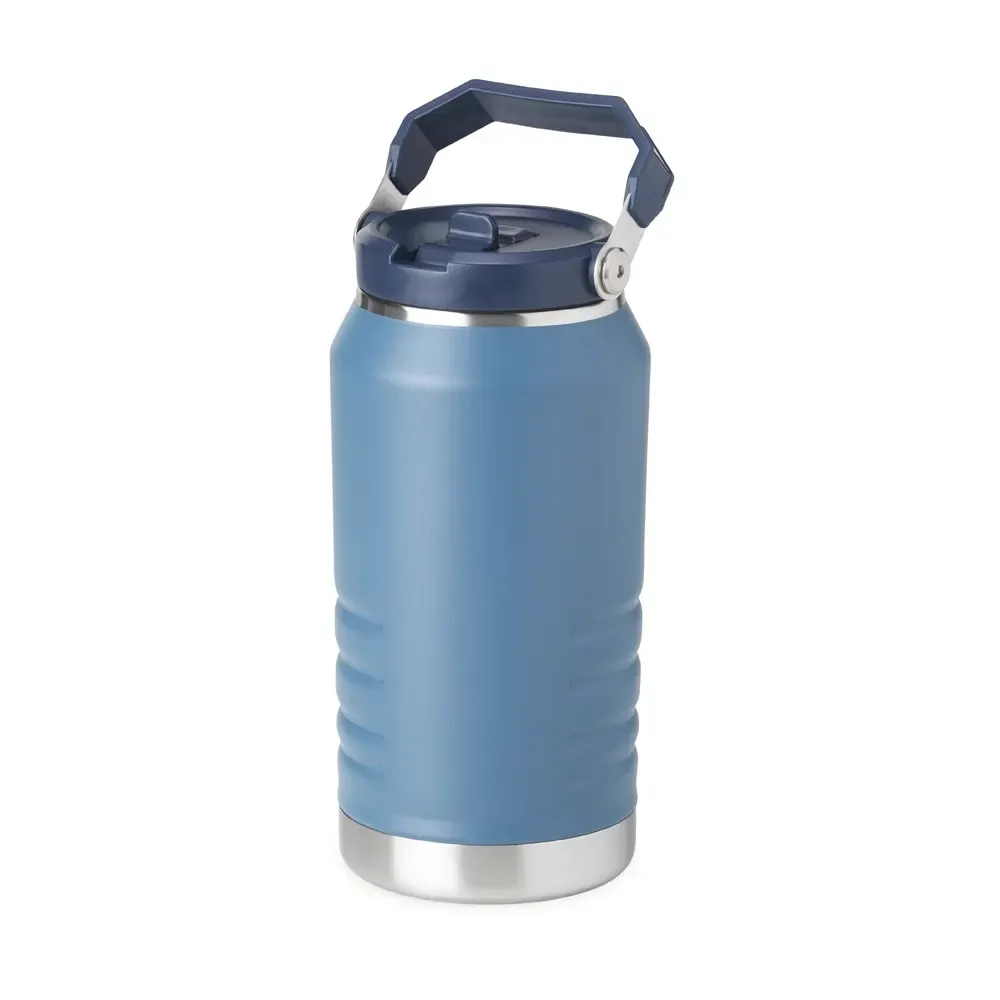 Garrafa térmica inox 1,1 litros bico flip personalizada azul