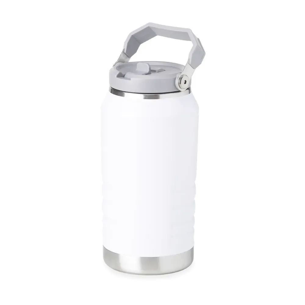 Garrafa térmica inox 1,1 litros bico flip personalizada branca