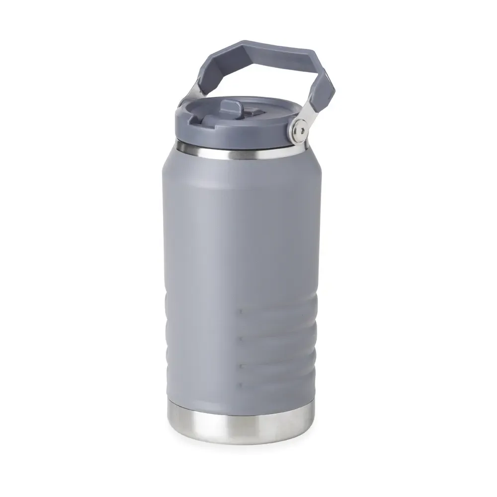 Garrafa térmica inox 1,1 litros bico flip personalizada cinza