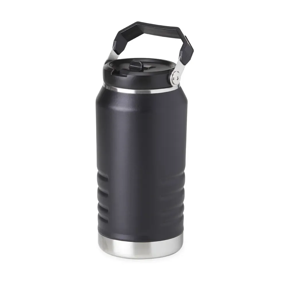 Garrafa térmica inox 1,1 litros bico flip personalizada preta