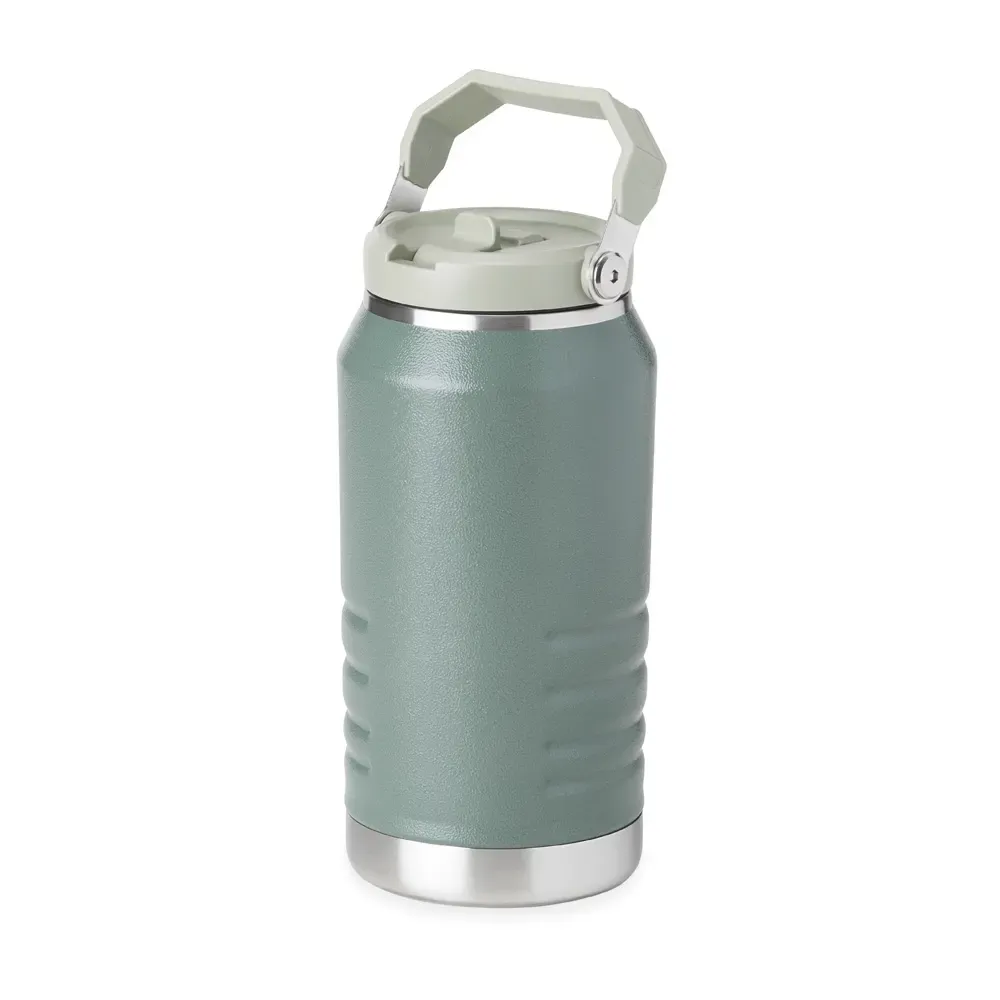 Garrafa térmica inox 1,1 litros bico flip personalizada verde