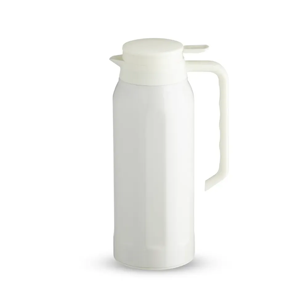 Garrafa Térmica Inox 1,4 Litros com Tampa de Alavanca personalizada branca