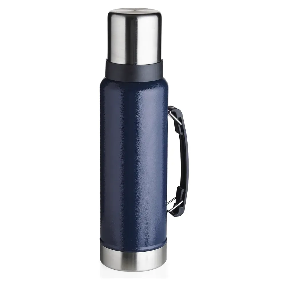 Garrafa térmica inox 1,4 litros texturizada personalizada azul