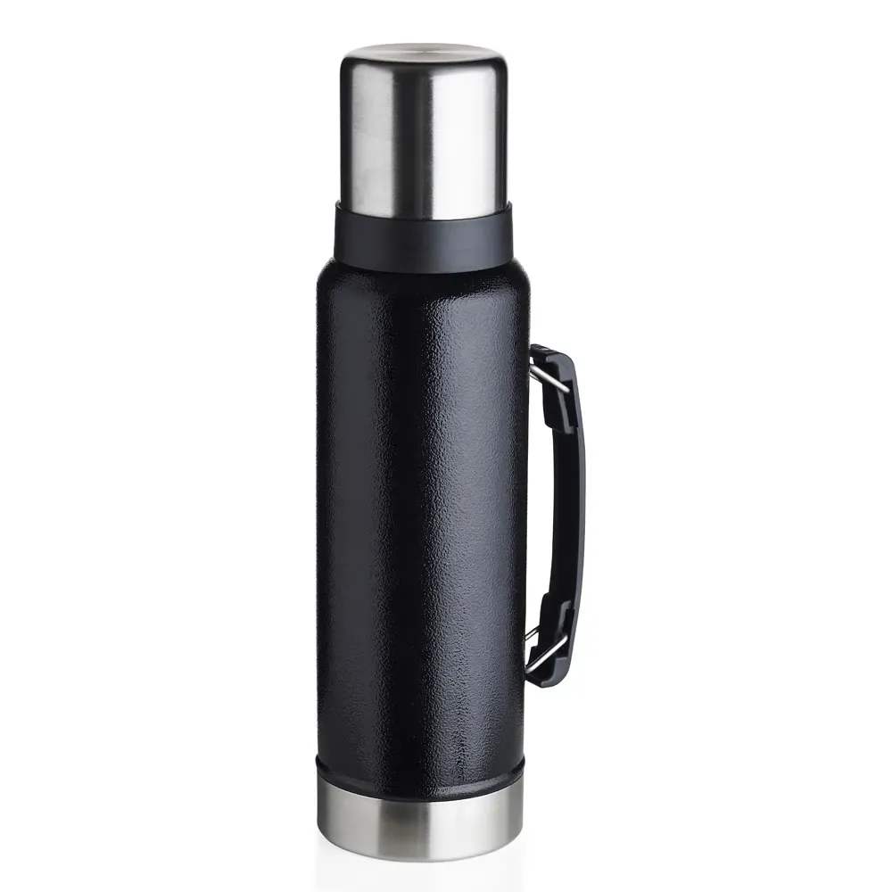 Garrafa térmica inox 1,4 litros texturizada personalizada preta