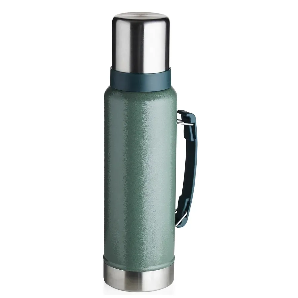 Garrafa térmica inox 1,4 litros texturizada personalizada verde