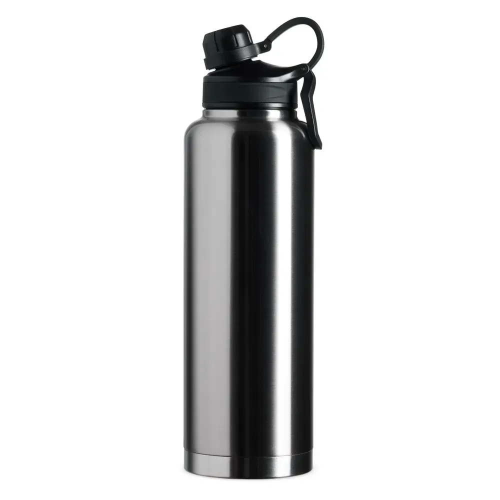 Garrafa térmica inox 1,5 litros alça de transporte personalizada cor inox