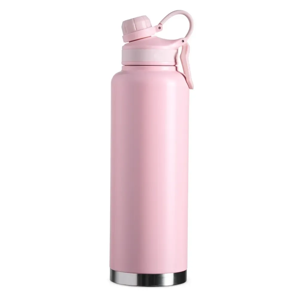 Garrafa térmica inox 1,5 litros alça de transporte personalizada rosa