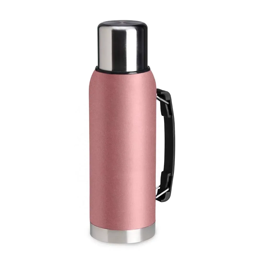 Garrafa térmica inox 1 litro alça de transporte personalizada bronze