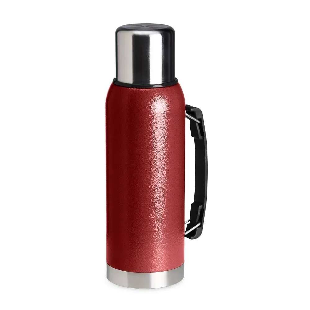 Garrafa térmica inox 1 litro alça de transporte personalizada vermelha
