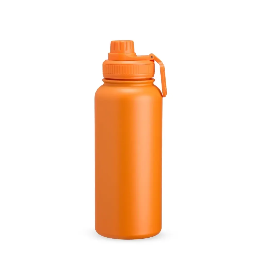 Garrafa Térmica Inox 1 litro personalizada laranja antivazamento