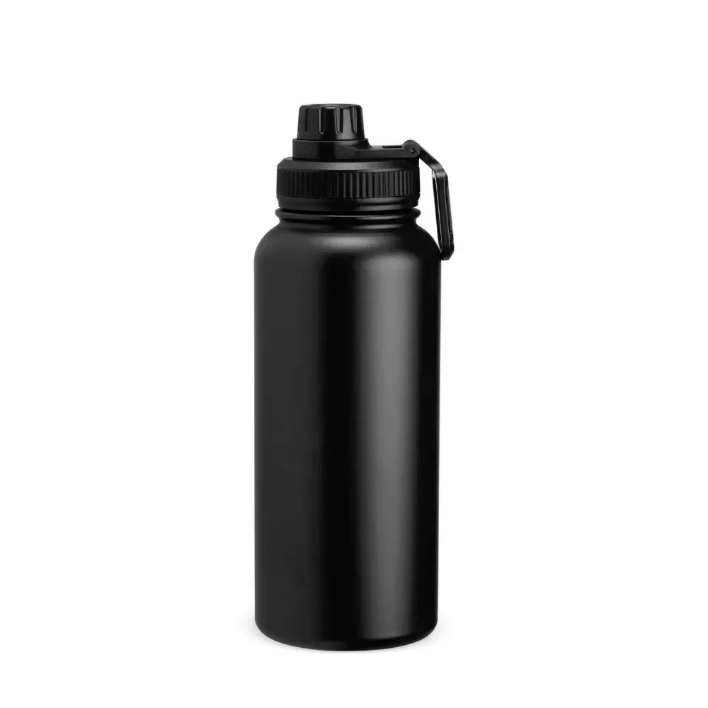 Garrafa Térmica Inox 1 litro personalizada preta antivazamento