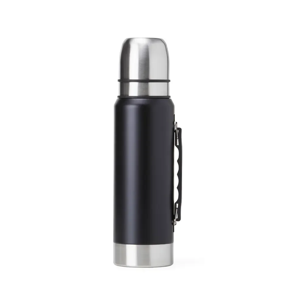 Garrafa Térmica Inox 1 Litro com Tampa Copo personalizada preta