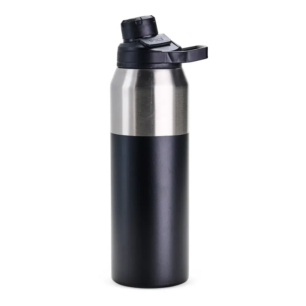 Garrafa Térmica Inox 1 Litro Tampa Magnética personalizada preta