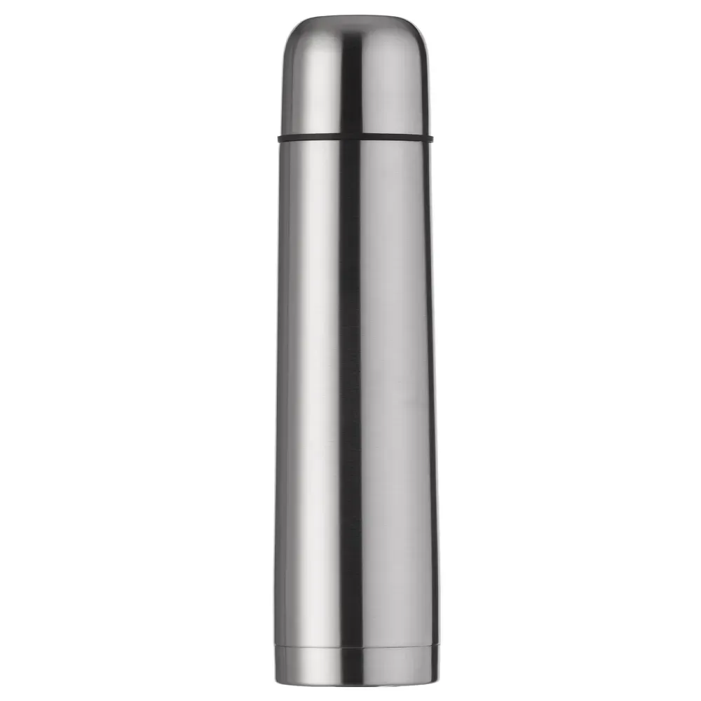 Garrafa Térmica Inox 1L personalizada prata com capa de couro