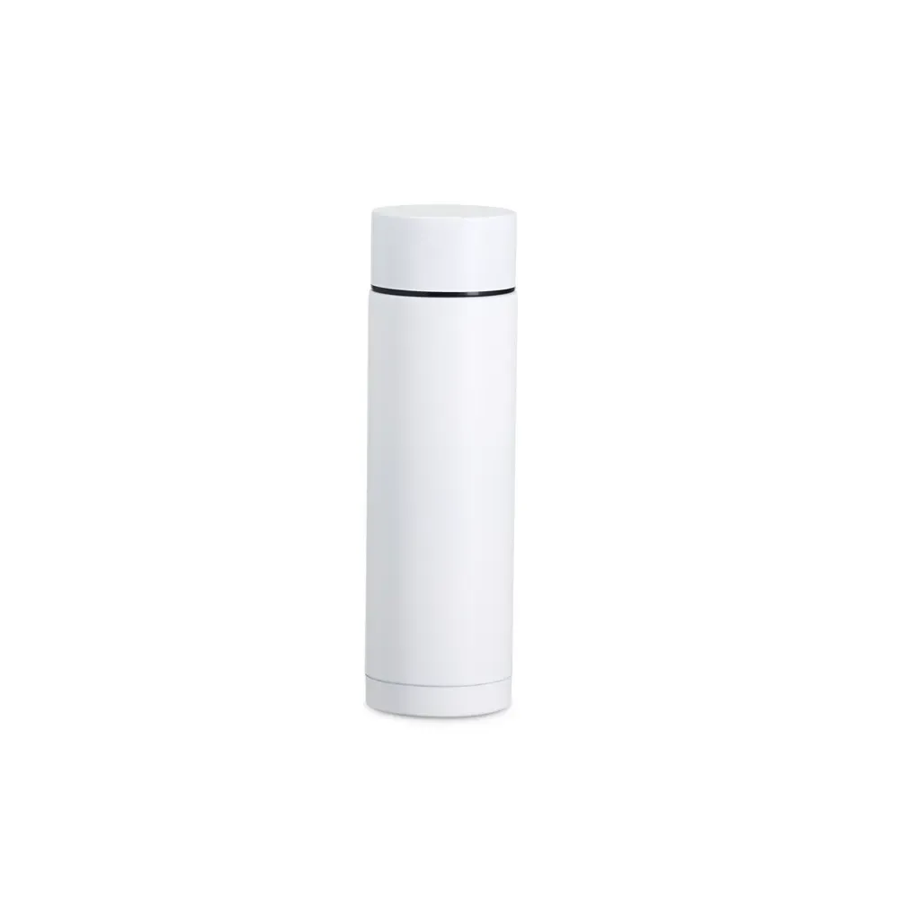 Garrafa Térmica Inox 320ml Branco e Cinza personalizada branca