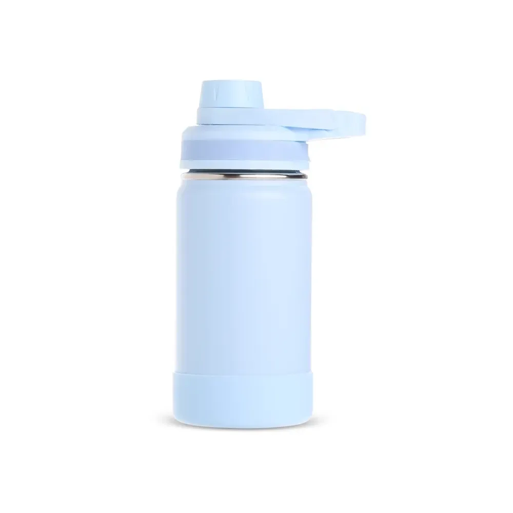 Garrafa Térmica Inox 350ml com Protetor de Base em Silicone personalizada azul clara