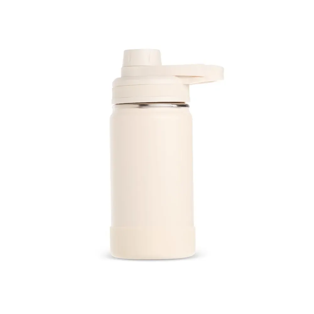 Garrafa Térmica Inox 350ml com Protetor de Base em Silicone personalizada creme