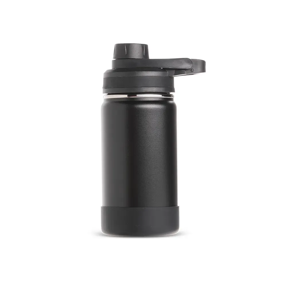 Garrafa Térmica Inox 350ml com Protetor de Base em Silicone personalizada preta