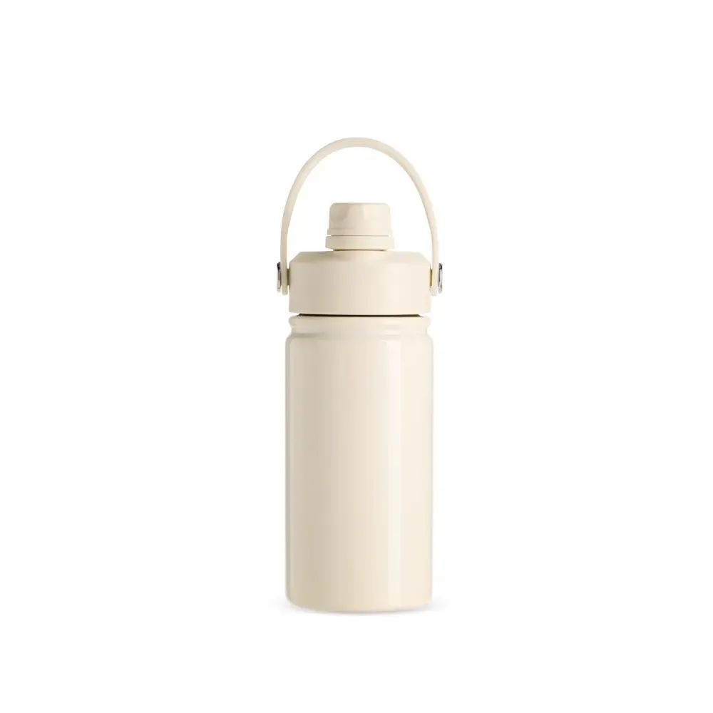 Garrafa Térmica Inox 400ml Bico Flip personalizada creme