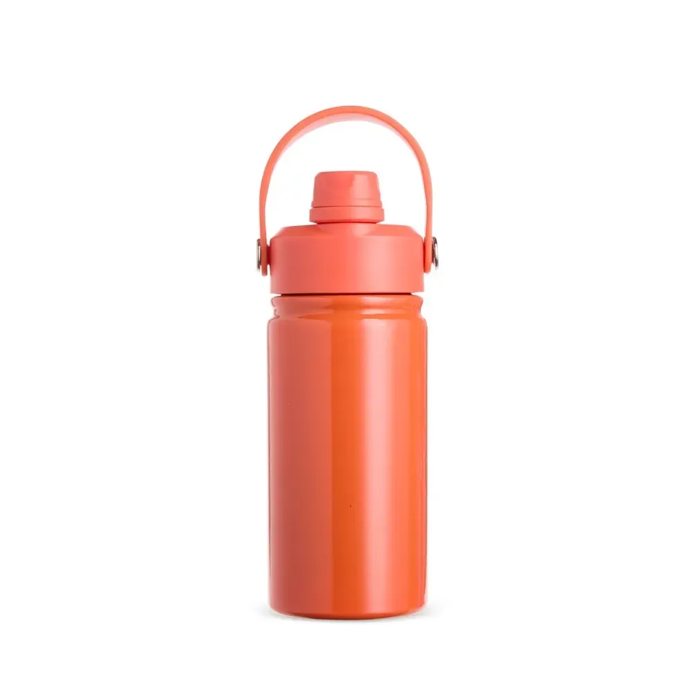 Garrafa Térmica Inox 400ml Bico Flip personalizada laranja