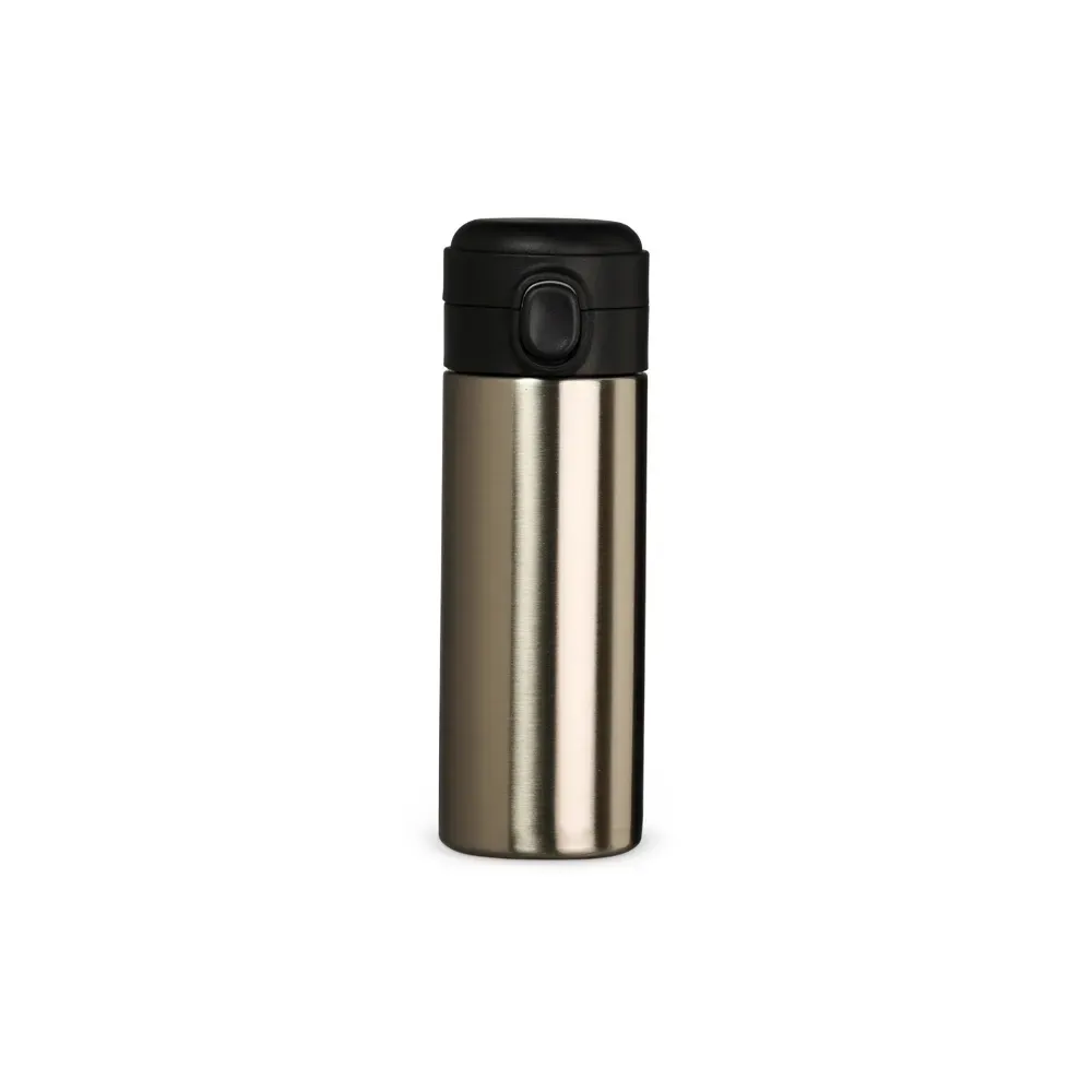 Garrafa Térmica Inox 400ml personalizada cor inox com botão central