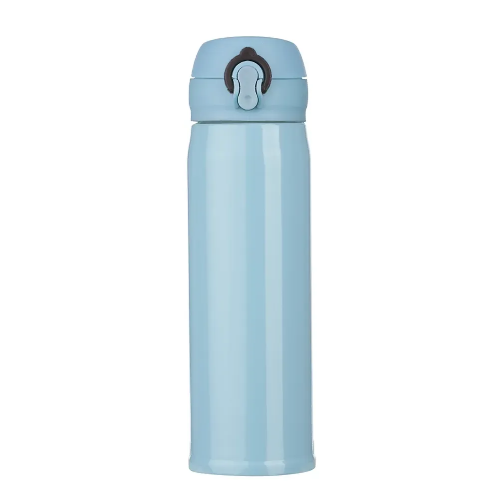 Garrafa Térmica Inox 400ml colorida personalizada azul claro