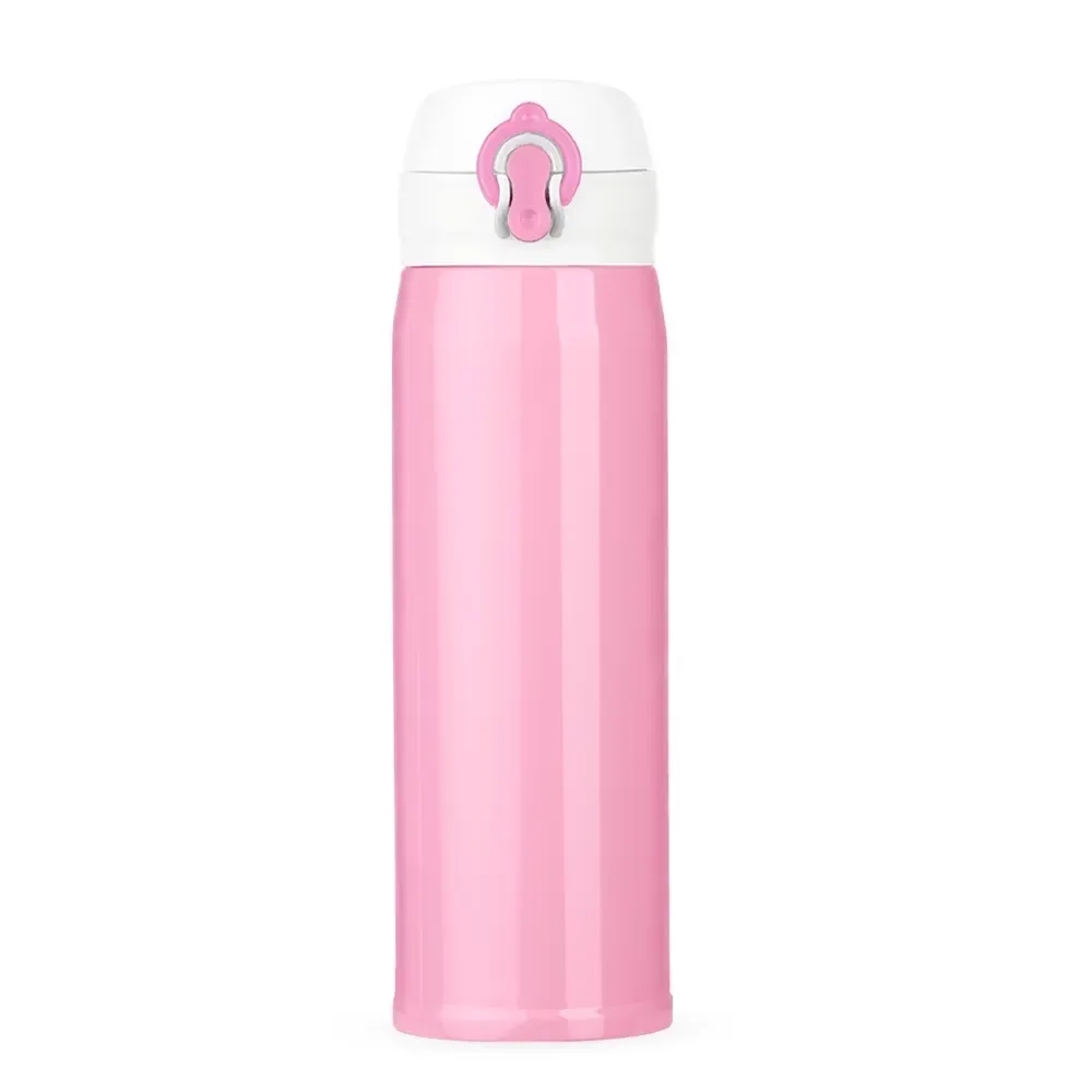 Garrafa Térmica Inox 400ml colorida personalizada rosa