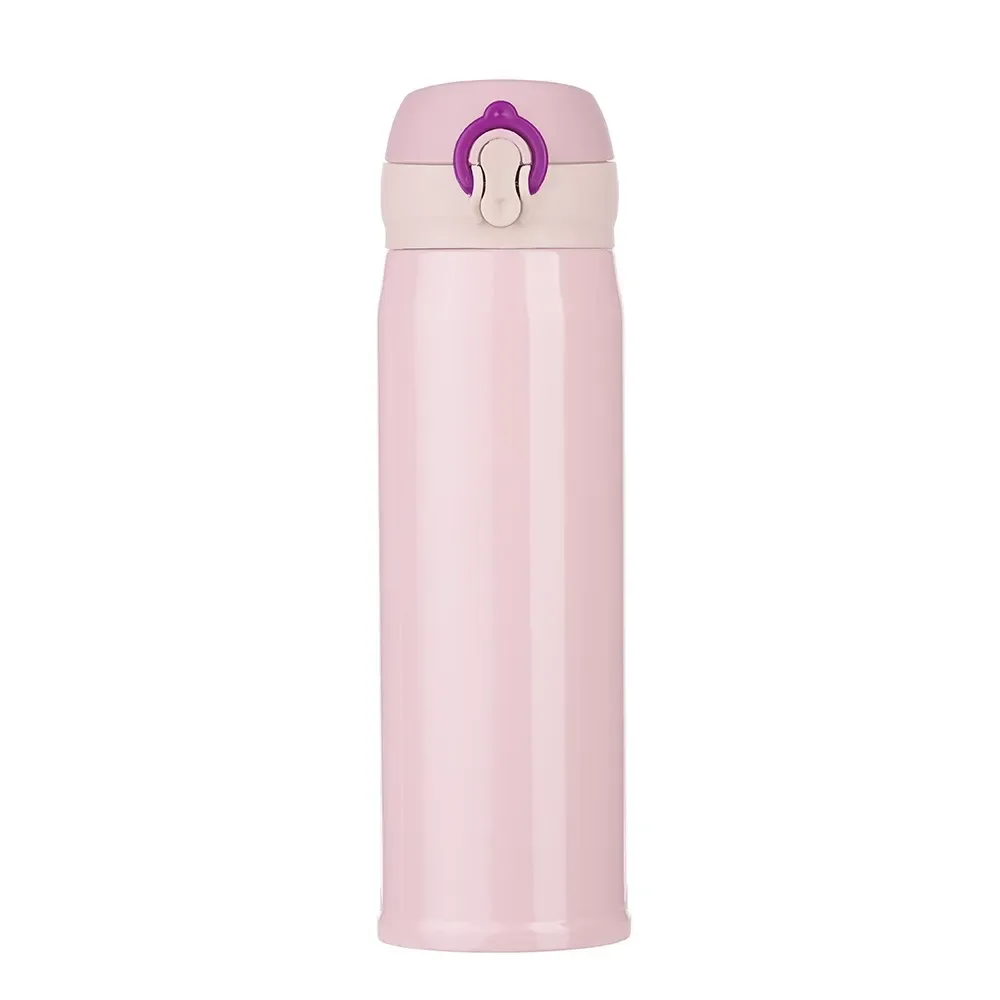 Garrafa Térmica Inox 400ml colorida personalizada rosa claro