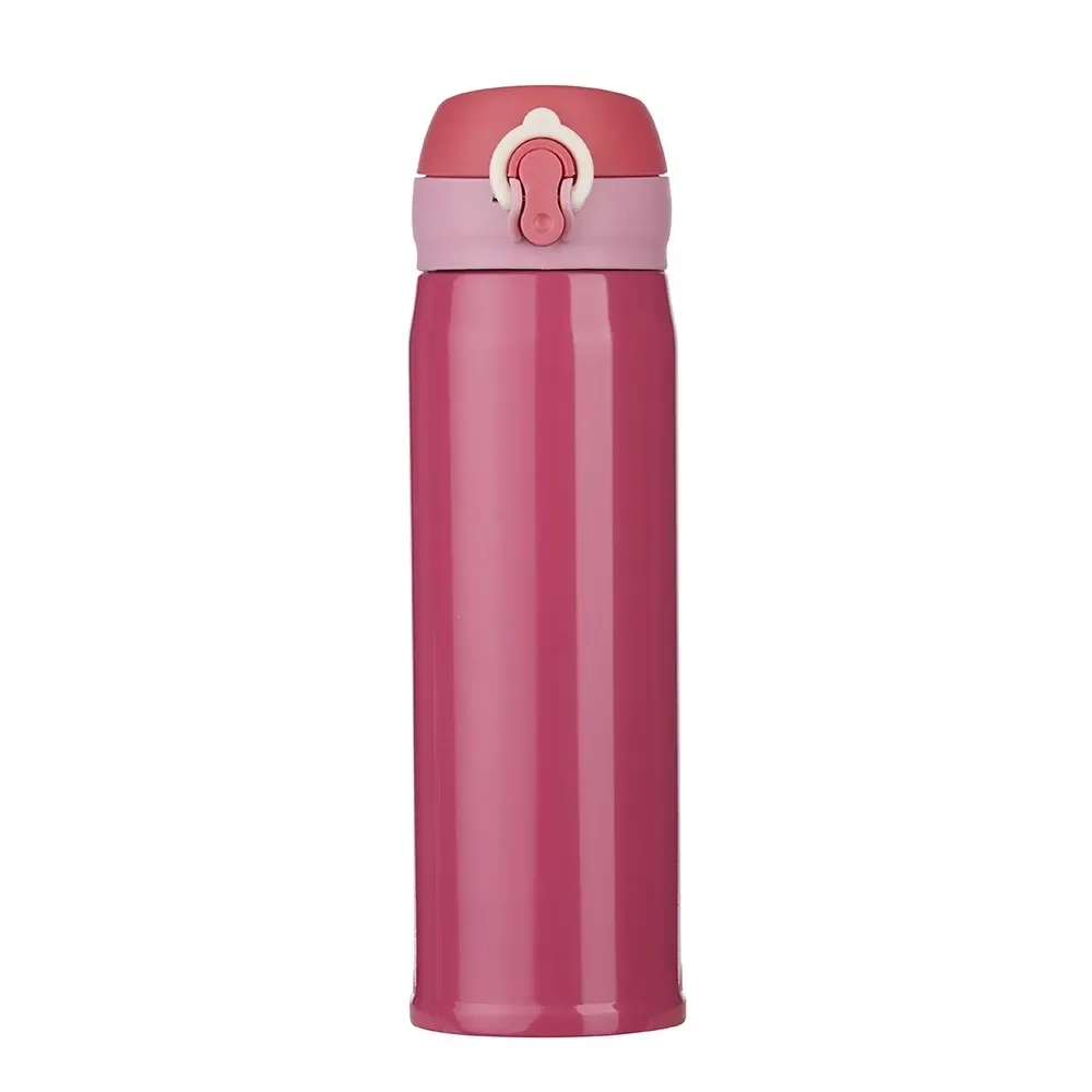 Garrafa Térmica Inox 400ml colorida personalizada rosa escuro