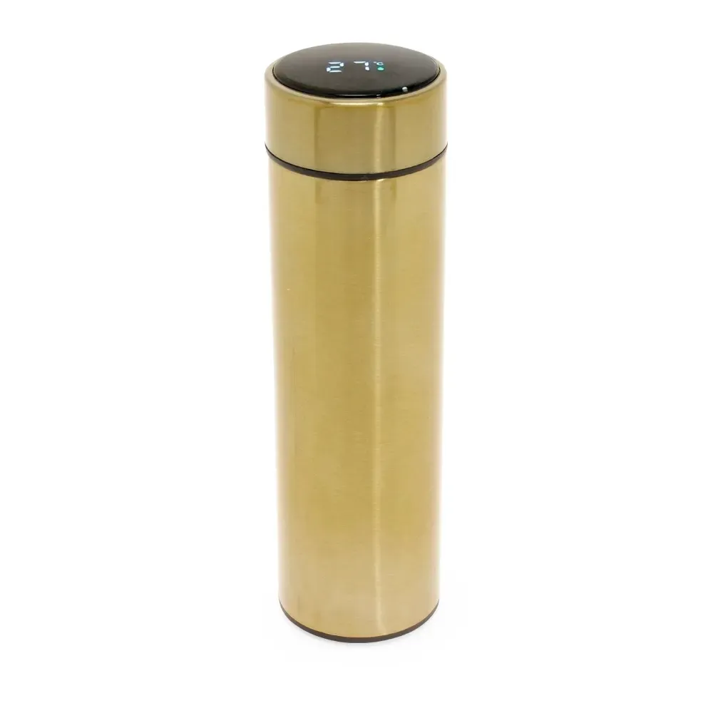Garrafa Térmica Inox 400ml com Display LED e Infusor dourada