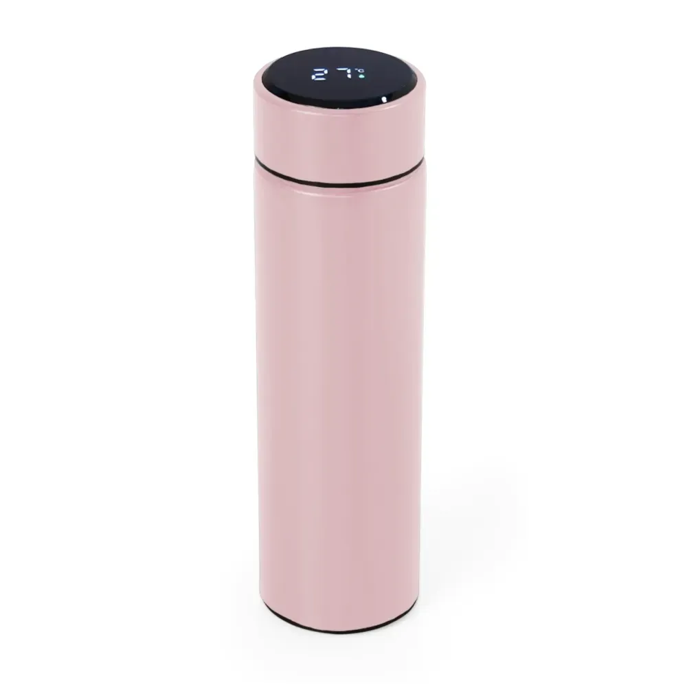 Garrafa Térmica Inox 400ml com Display LED e Infusor rosa