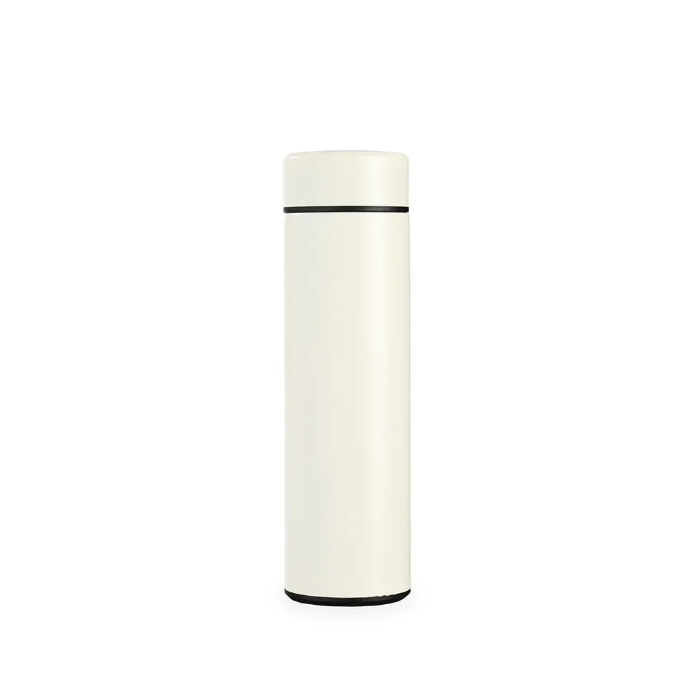 Garrafa Térmica Inox 400ml com Infusor personalizada creme