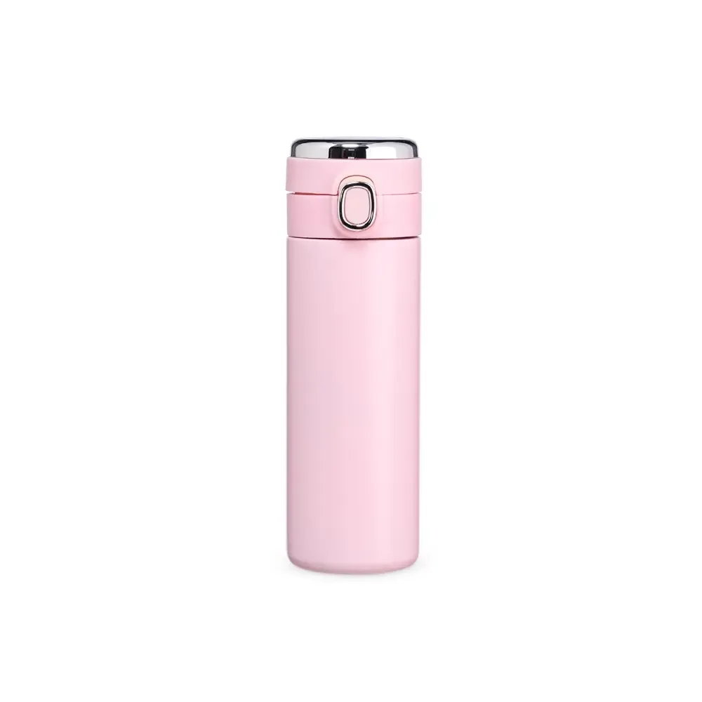 Garrafa térmica inox 400ml rosa com película protetora personalizada