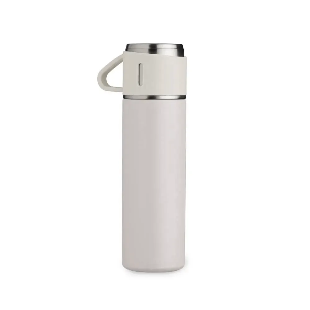 Garrafa térmica inox 450ml tampa vira caneca personalizada branca