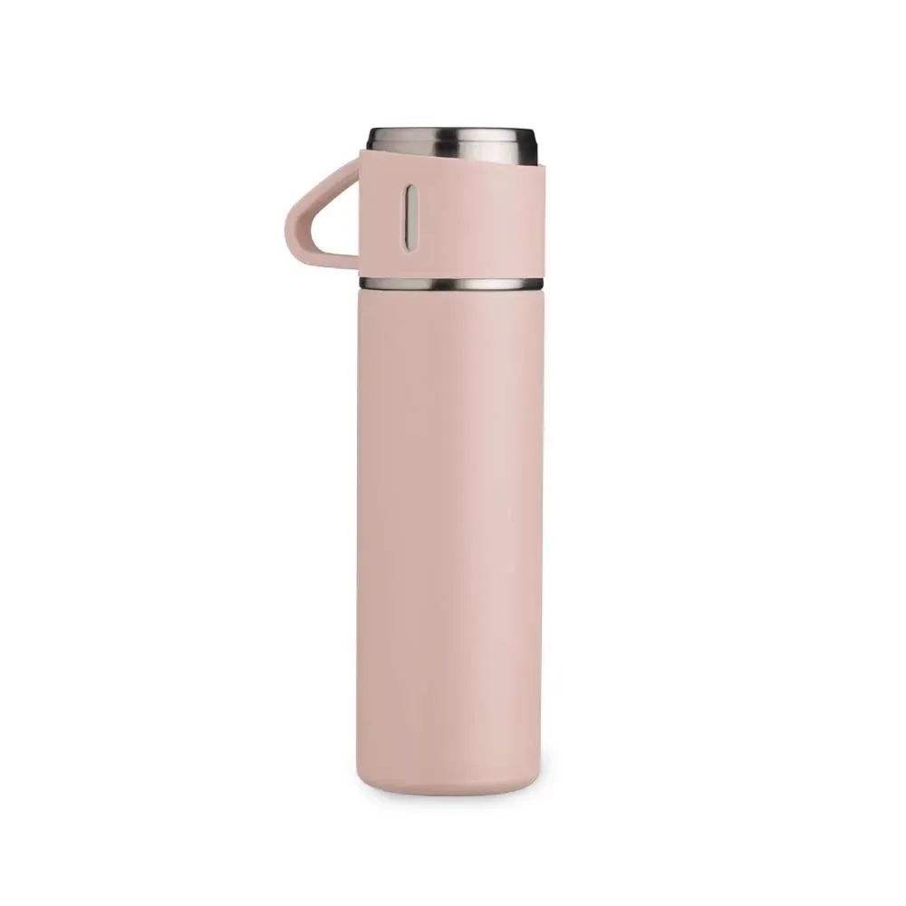 Garrafa térmica inox 450ml tampa vira caneca personalizada rosa
